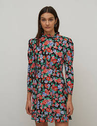 Wayf padded shoulder midi dress. Floral High Neck Mini Tea Dress Nobody S Child M S