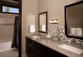 The mixture of clear, iridescent, brown, yellow, shades of green. Unique Bathroom Vanity Backsplash Ideas Glass Stone Ceramic Tile