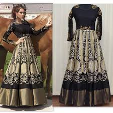 Anarkalis are long gown style dresses that are generally bell shaped, worn with pants and have a matching dupatta. Black Floral Party Wear Designer Indo Western Style Anarkali Gown