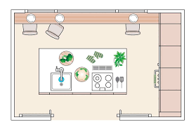 Una cocina, tal vez la más moderna de todas las que veremos aquí, con una mesa. 5 Cocinas Que Nos Encantan Con Planos Incluidos