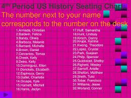 Ppt 1 St Period Health Seating Chart The Number Next To