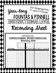 Year Long Fountas Pinnell Instructional Reading Level Recording Sheet