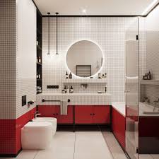 Inspiring minimalist red bathroom themes ideas with custome rounded bowl sink small red vanity as well as bubble wall decor. Bathroom 51 Red Bathrooms Design Ideas With Tips To Decorate And Accessorize Yours