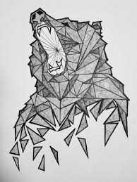 Black And White Geometric Animal Drawings Geometric Bear Sketch Geometric Drawing Geometric Animals Geometric Bear