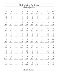 The Multiplying 1 To 12 By 3 A Math Worksheet From The Multiplicatio Multiplication Facts Worksheets Math Multiplication Worksheets Multiplication Worksheets