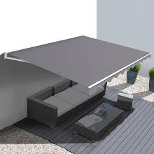 Store banne manuel 3,95 m x 3 m rayé gris blanc. Store Banne Manuel 3 95 M X 3 M Gris Anthracite 12948