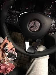 Mercedes Benz Pink Bling Car Key Holder With Rhinestones And Flowers Bling Car Accessories Car Bling Car Accessories For Girls