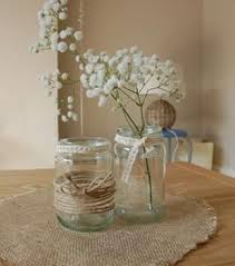 Simple But Effective Jam Jars Decorated With Lace Twine Decorated Jars Wedding Crafts Wedding Mood Board
