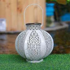 At the center of the lamp, there is a transparent sphere where the led lights are, that, when the lamp turns on at night, will glow beautifully going slowly from one color to the next. Hanging Solar Lights Outdoor Solar Lights Retro Hanging Solar Lantern With Handle 5 Lumens White Buy At A Low Prices On Joom E Commerce Platform