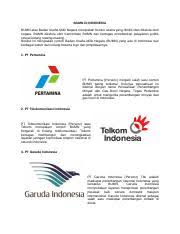 Persero adalah bumn yang berbentuk perseroan terbatas yang modalnya terbagi dalam saham yang seluruhnya atau sedikitnya 51% (lima puluh satu persen) sahamnya dimiliki oleh negara republik indonesia yang tujuan utamanya mengejar keuntungan. 406645064 Contoh Contoh Gambar Perusahaan Yang Termasuk Dalam Bumn Bumd Bums Docx Bumn Di Indonesia Bumn Atau Badan Usaha Milik Negara Merupakan Course Hero