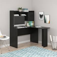 Drawers can be mounted to either side of the desk for a custom configuration. Mainstays L Shaped Desk With Hutch Black Oak Walmart Com Walmart Com