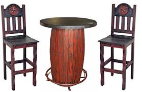 Check spelling or type a new query. Red Rustic 3 Pc Round Bar Table Set With Star Cb Furniture