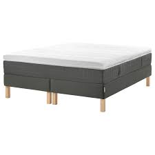 Espevar Lit Sommier Tapissier Hovag Mi Ferme Tussoy Gris Fonce 160x200 Cm En 2020 Lit Sommier Sommier Tapissier Et Matelas A Ressorts