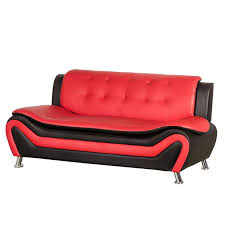 Refresh your living room with this supremely stylish sofa set. Kingway Furniture Gilan Faux Leather Living Room Sofa Black Red 1707 Blk Red S