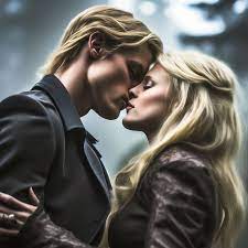 Guy and girl, blondes, kissing, … — image created in Shedevrum
