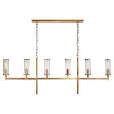 Livex lighting 8 lt antique brass linear chandelier. Visual Comfort Liaison Large Linear Chandelier With Crackle Glass Antique Burnished Brass