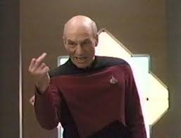 Image result for captain kirk throws finger