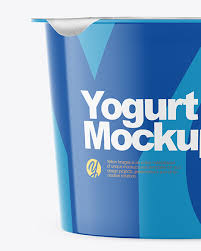 Glossy Plastic Yogurt Cup With Foil Lid Mockup Front View In Cup Bowl Mockups On Yellow Images Object Mockups
