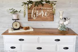 The Epitome Of Farmhouse Style White And Wood Dresser Timeless Creations In 2020 Wood Dresser White Painted Furniture White Dresser Wood Top
