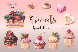 Download transparent chocolate birthday cake png for free on pngkey.com. Sweets Clip Art In Illustrations On Yellow Images Creative Store