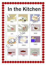 500 spanish verbs with pictures. Kitchen Verbs Flashcards Esl Worksheet By Ilona