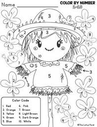 Color By Code Fall Scarecrow Numbers 1 To 10 Mimi S Math Freebie Math Freebie Scarecrow Little Lotus