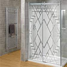 Amazon Com Diy Etched Glass Shower Door Set Art Deco Design By Miss Decal Inc Prints Glass Shower Doors Etched Glass Shower Doors Art Deco Design