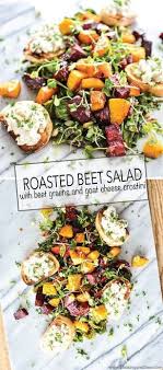 Gebratene Ruben Und Zuckerruben Mit Ziegenkase Crostini Ist Die Perfekte Vorspeise Rezepte I Geschmack Roasted Beet Salad Dinner Salads Healthy Recipes