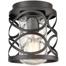 Popular finishes for metal flush ceiling lights are bronze, brushed nickel, copper, and brass. Black Modern Seeded Glass Shade Flush Mount Ceiling Light Claxy