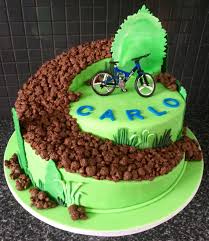 A Mountain Bike Themed Birthday Cake With Fondant Grass Chocolate Gravel Bike Cakes Cake 40th Birthday Cakes