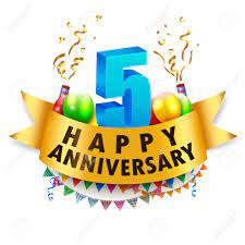 Different colors are associated with the 5th anniversary such as turquoise, pink, and blue. Happy 5th Anniversary Celebration Royalty Free Cliparts Vectors And Stock Illustration Image 67913562