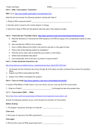 For the simulation of dna replication and protein synthesis. Protein Synthesis Translation Worksheet Answer Key Worksheet List