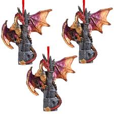 This collectible work makes an epic gothic gift!1½wx1½dx6¼h. Zanzibar The Gothic Dragon Holiday Ornament Design Toscano
