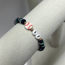 Baseball Basketball Football Personalized Bracelet Jersey Number Name  School Colors