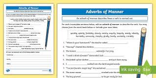 Adverb telling you a definite point of time of the occurrence of an incident. Adverb Of Manner Worksheet Learning Resources