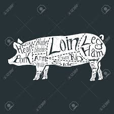 American Cuts Of Pork Vintage Typographic Hand Drawn Butcher