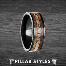 Whiskey Barrel Ring Mens Wedding Band Deer Antler Ring Etsy Rings Mens Wedding Bands Mens Wedding Bands Tungsten Deer Antler Mens Wedding Band