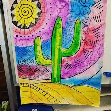 Cactus Zentangles We Read Cactus Hotel And Write About An Informational Text Then We Create Art To Pair Cool Art Projects Creating Art Informational Text