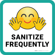 Sanitize Frequently With Emoji Square Floor Sign Creative Safety Supply