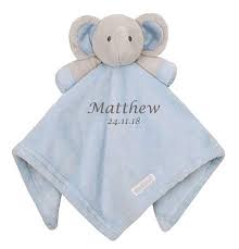 Personalised Embroidered Baby Blue Elephant Silver Blanket Gift Set Baby Comforter Ideal Baby Shower Gifts Elephant Comforter