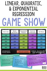 Regression Game Show Activity Quadratics Algebra Worksheets Algebra Resources