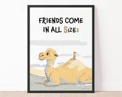 Friendship Digital Wall Art for Kid, Printable Camel Illustrations,  Colorful Meerkat Inspirational Friends for Child Instant Download