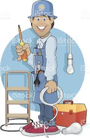A Vector Illustration Of A Electrician At Work Desenhos De Profissoes Desenhos Instalacao Electrica