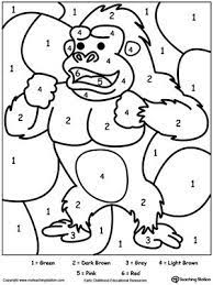 free color by number gorilla numbers coloring pages printable coloriage kakao friends