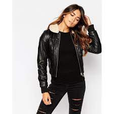 Urbancode Leather Bomber Jacket With Detachable Borg Collar Leather Bomber Jacket Urbancode Real Leather Jacket