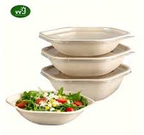 Custom Compostable Bagasse Hexagonal Takeaway Bowl With Lid Stamp Bowl  Eco-friendly Disposable Salad Bowl