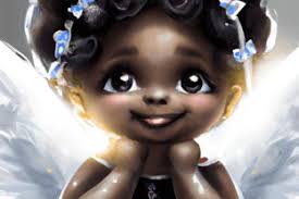 Bellissimo angelo nero per bambini 8k · Creative Fabrica