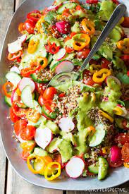 Quinoa Salad Recipe With Green Chile Dressing A Spicy Perspective Quinoa Salad Recipes Salad Recipes For Dinner Salad Recipes