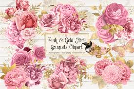 Iphone 6s rose gold png rose gold border png rose gold brush stroke png gold graphic png gold pole png gold bag png. Pink And Gold Floral Bouquets Clipart Graphic By Digital Curio Creative Fabrica