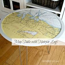Map Table With Repurposed Hairpin Legs Map Crafts Summer Diy Projects Repurposed